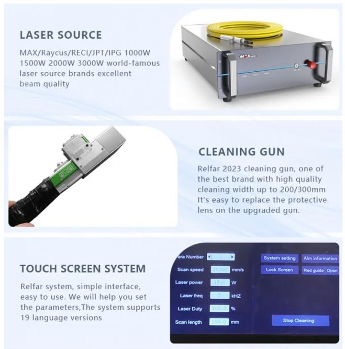 1000W 1500W 2000W 3000W Fiber Laser Cleaner Rust Removal With PLC ...