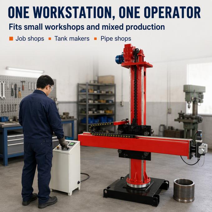 2000×2000mm rotary welding manipulator with slewing base, column and boom assembly for tank and pipe fabrication