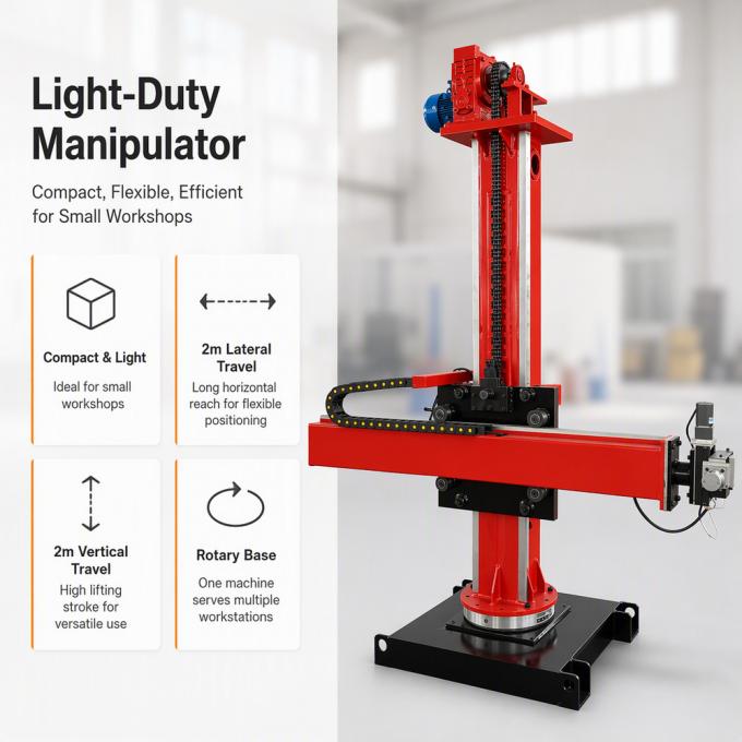 2000×2000mm rotary column and boom welding manipulator with 360° rotating base for longitudinal and circumferential seam welding of tanks and pipes